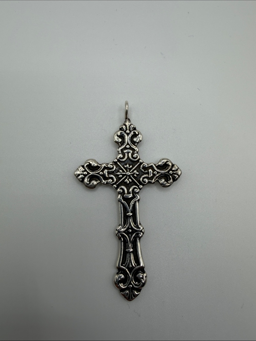 Large Ornate Sterling Silver 925 Cross Pendant